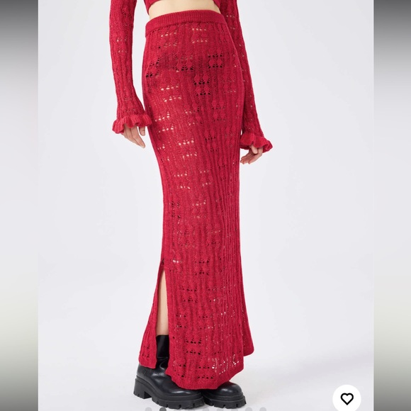 CIDER Solid Hollow Out Knitted High Waist Skirt (or strapless dress) NWT Size L - Picture 9 of 15